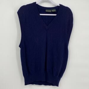 Neil Martin Mens Lambswool Blue V-Neck Pullover Knit Vest Size Large